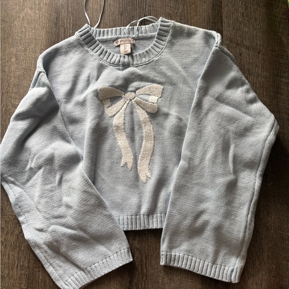Sweaty Betty Light Blue Sweater with Bow Accent